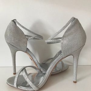 Badgley Mischka Glitter Silver Sandals
